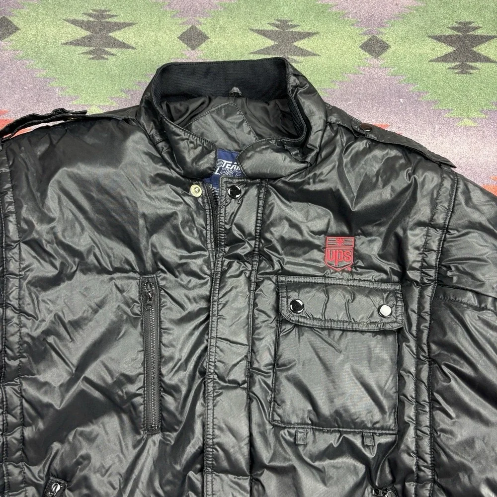 Vintage United Parcel Service UPS Jacket Men's XL Black Puffer Quilted Bomber